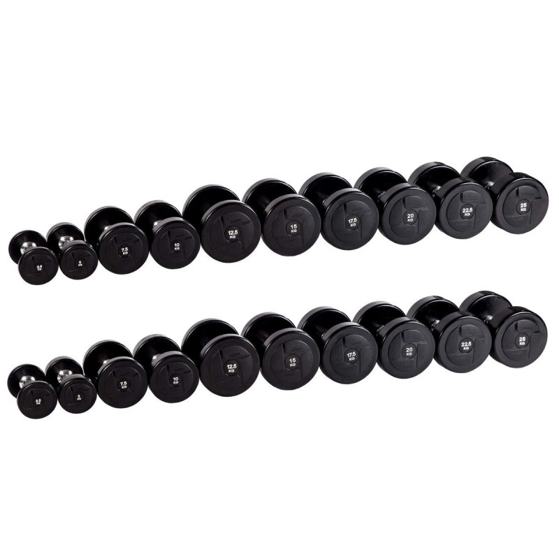 Гантельный ряд силовой (шаг 2,5 кг, 10 пар) 2,5-25 кг PROFI-FIT