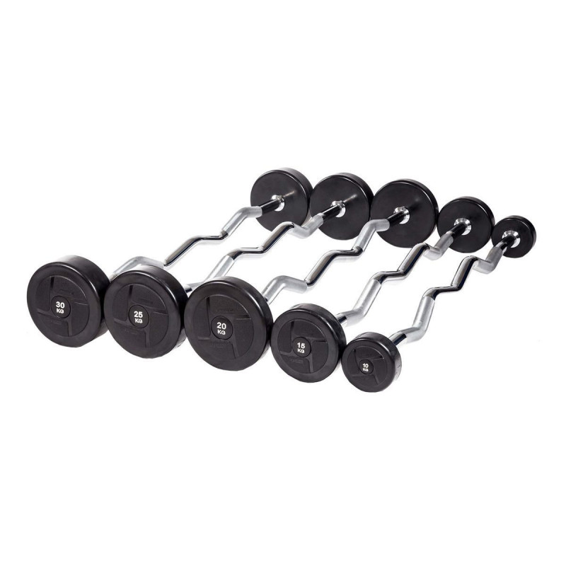 Набор изогнутых обрезиненных штанг (шаг 5 кг, 5 шт) 10-30 кг PROFI-FIT