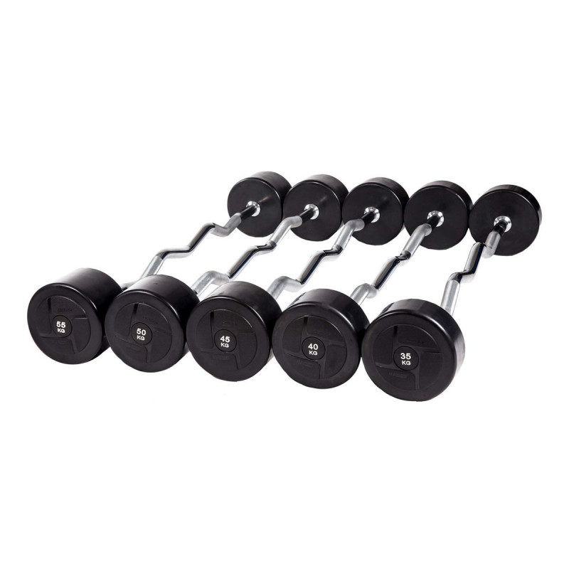 Набор изогнутых обрезиненных штанг (шаг 5 кг, 5 шт) 35-55 кг PROFI-FIT
