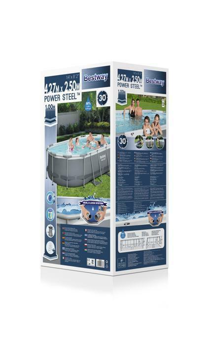 Каркасный бассейн Bestway Power Steel 427х250х100см, 7250л, фил.-насос 2006л/ч, лестница, попл.-дозатор