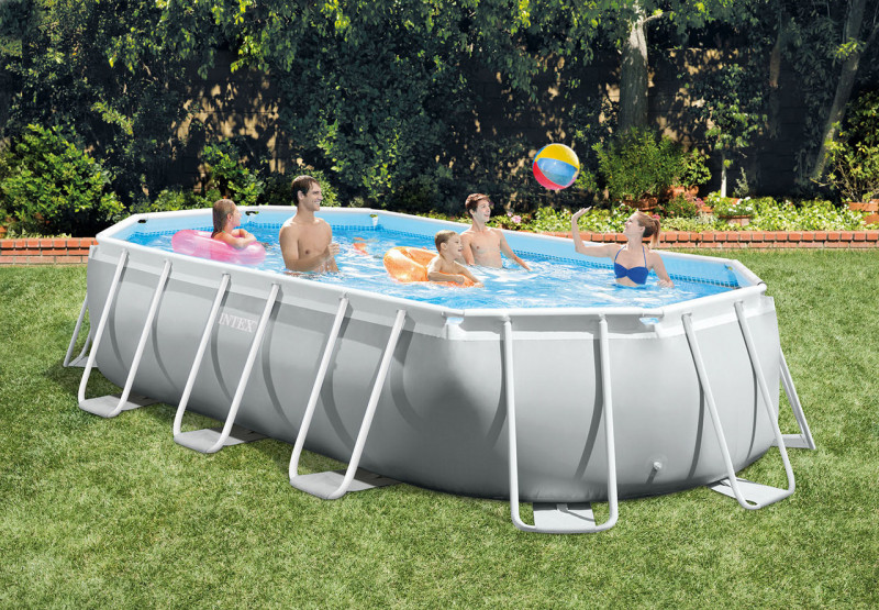 Каркасный бассейн Intex Prism Frame 503х274x122см "Oval" 13365л, фил.-насос 5678л\ч, лестн., тент, подст (26796)