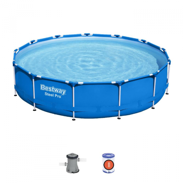 Каркасный бассейн Bestway Steel Pro 396х84см, 8680л, фил.-насос 2006л/ч (5612E BW)