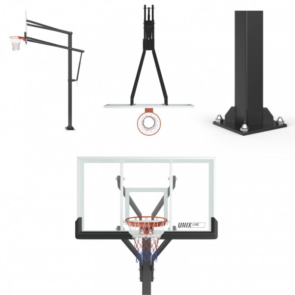 Баскетбольная стойка стационарная UNIX Line B-Stand-TG PRO 72"x42" R45 H230-305 см